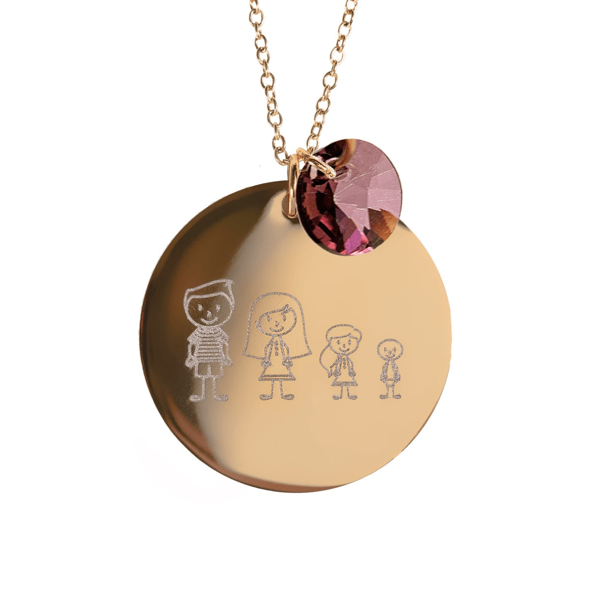 Kaklarota ar personalizētu gravētu ģimenes medaljonu