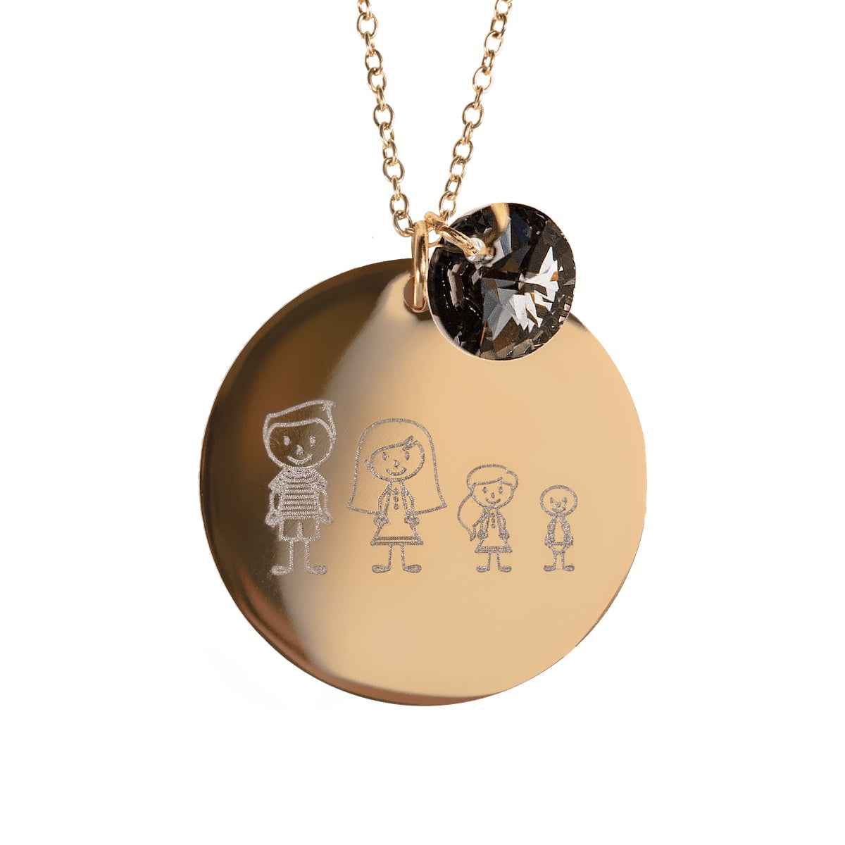 Kaklarota ar personalizētu gravētu ģimenes medaljonu