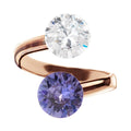 Rosegold gredzens ar parastu un tanzanite kristālu