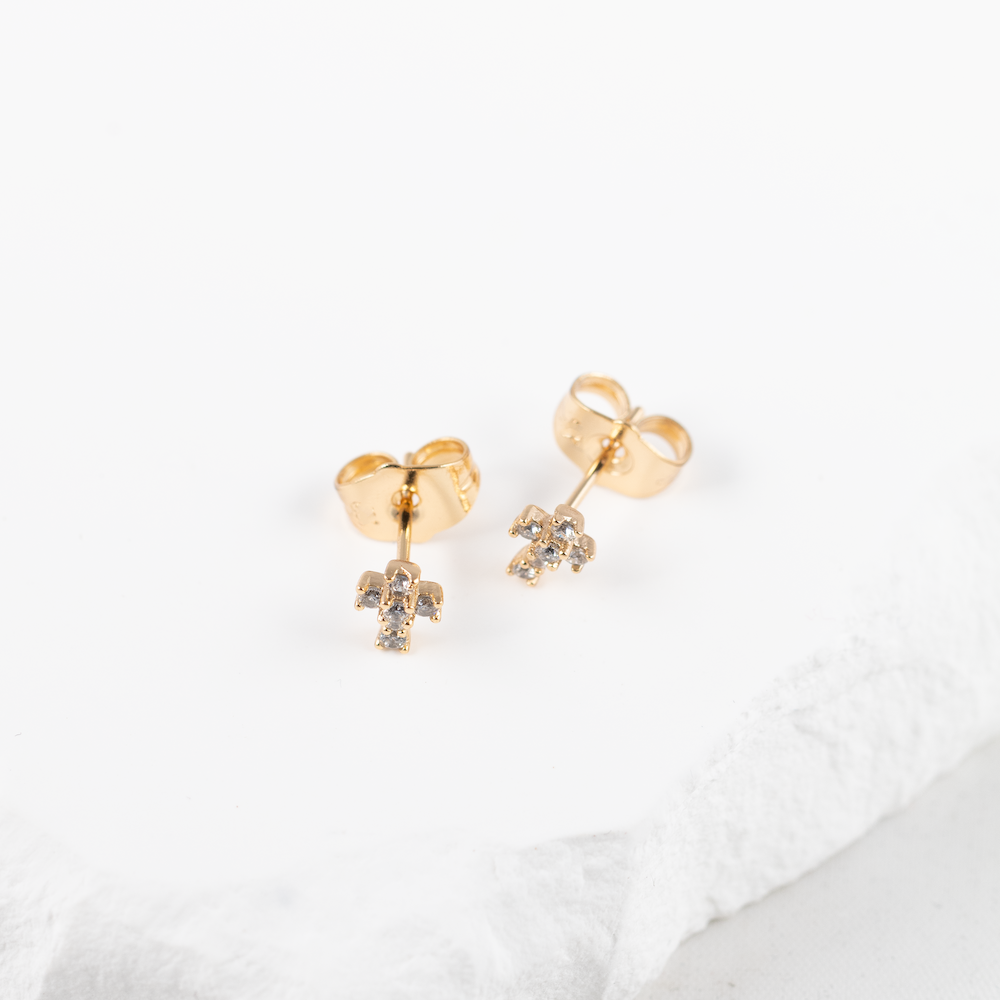 Krustiņa formas nagliņauskari rozā zelta apdarē "MADEIRA"