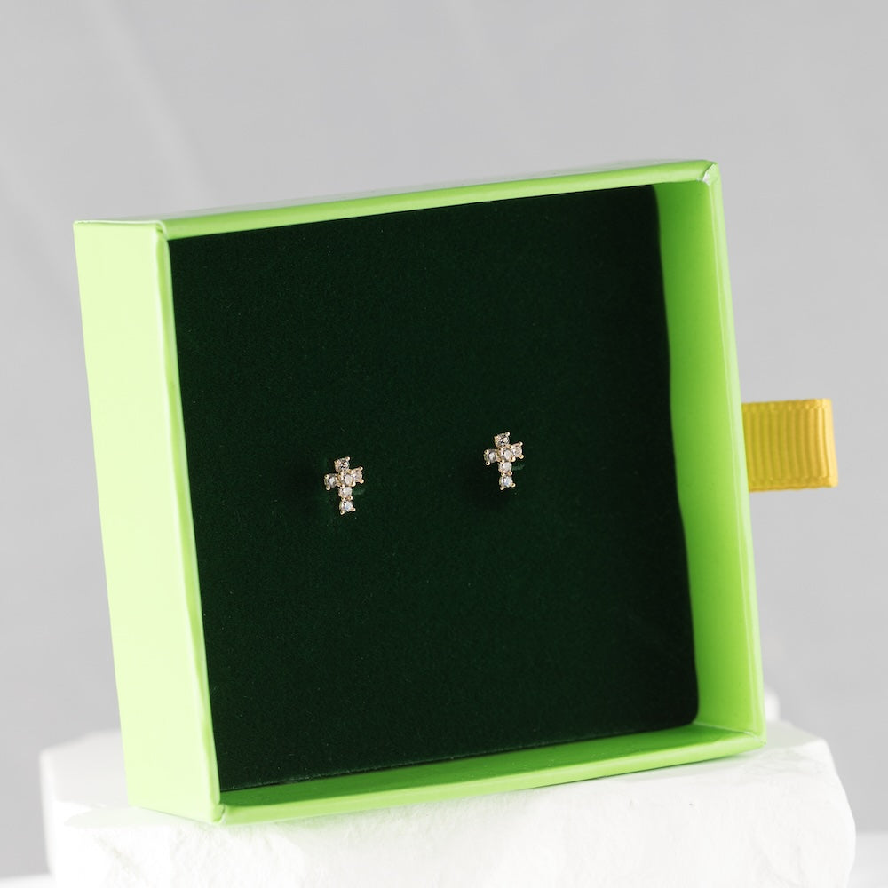 Krustiņa formas nagliņauskari rozā zelta apdarē "MADEIRA"