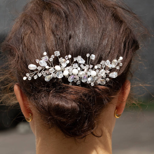 Crystal hair comb for the bride, Ivory