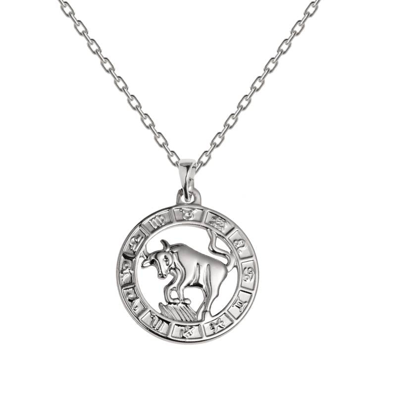Sudraba kaklarota ar zodiaka jeb horoskopa zīmi vērsis
