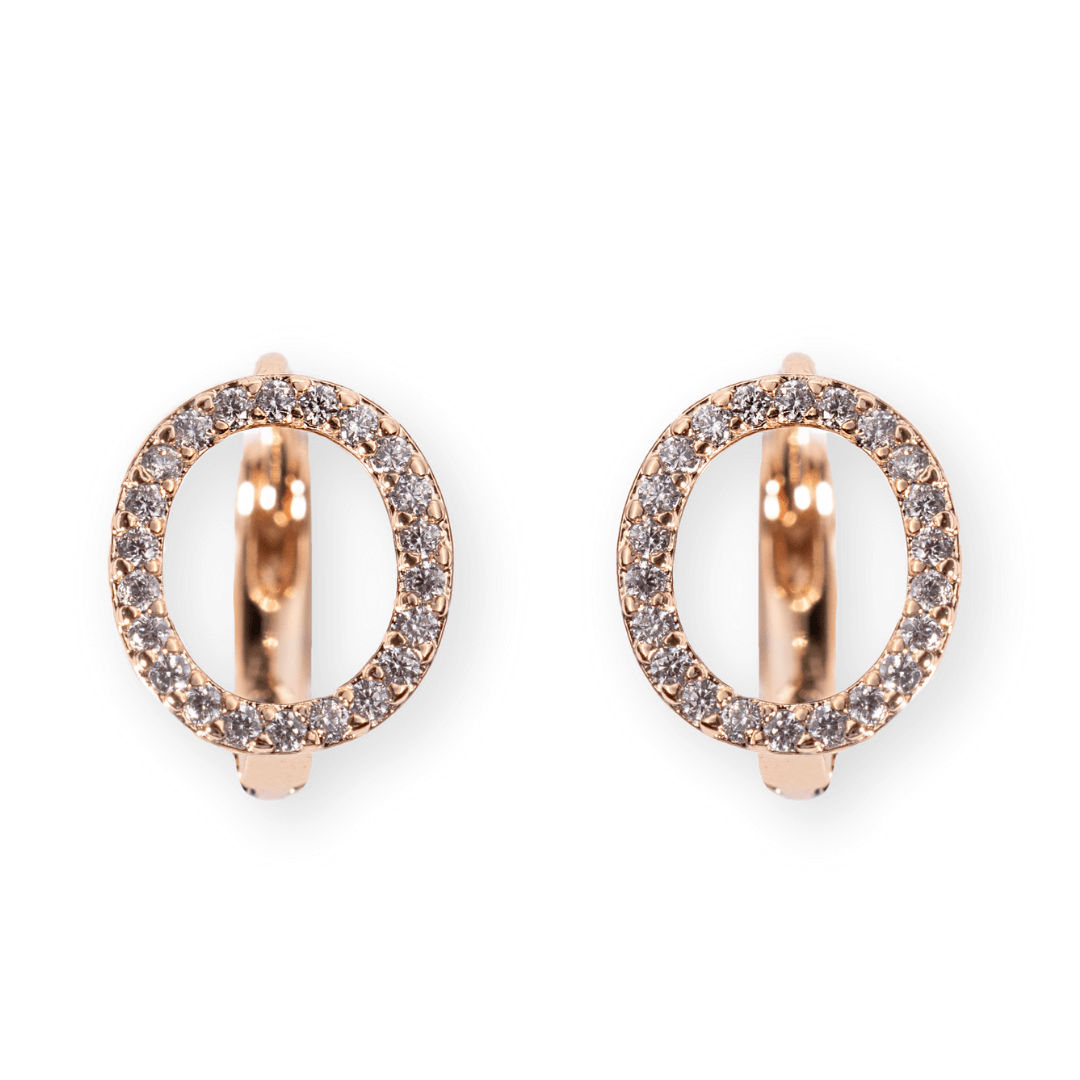 Eleganti rozā zelta kristālu riņķīšu auskari 'NORA'