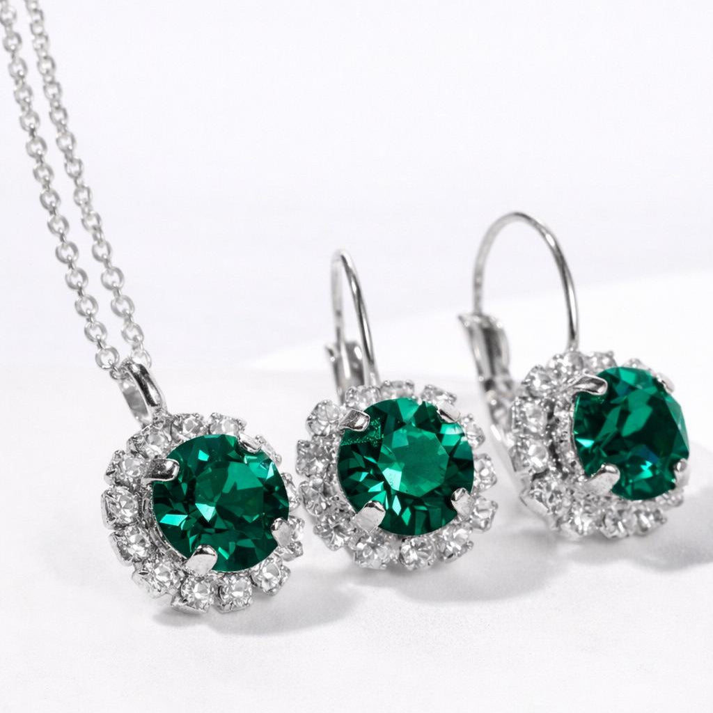 auskari sudraba emerald antialerģiski