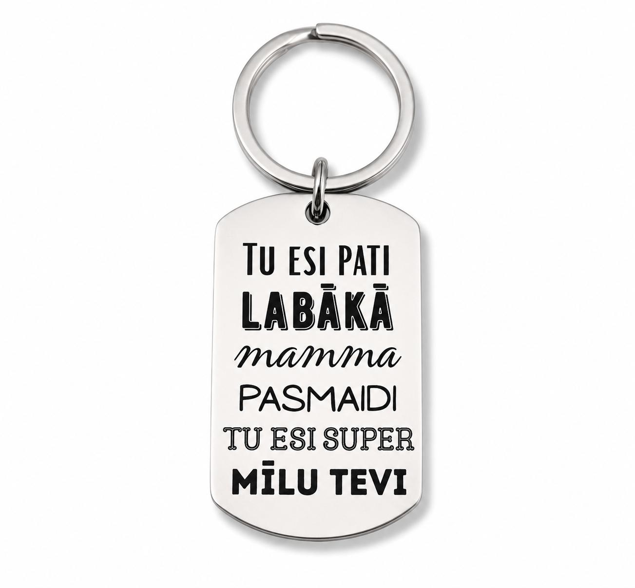 sUDRABA Atslēgu piekariņš ar gravējumu “Labākā mamma” – sirsnīga un personalizēta dāvana mammai.