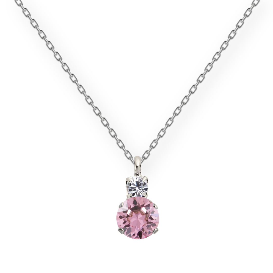 antialerģiska sudraba kaklarota smalkā ķēdītē ar gaiši rozā kristālu