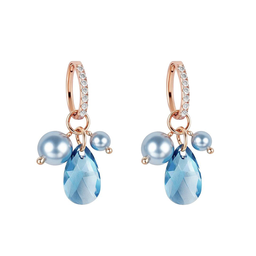 Antialerģiski auskari transformeri ar kristālu kājiņu zili