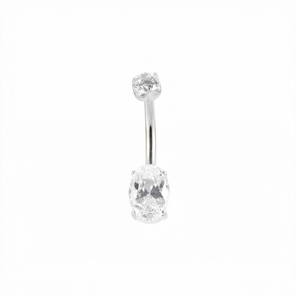 nabas pīrsings ar kristāliem un drošu skrūvējamu aizdari