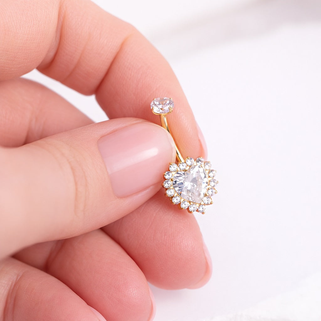 Mirdzošs nabas pīrsings ar kristāliem un drošu skrūvējamu aizdari ANTRA. Antialerģisks, nesūbē, nesatur niķeli