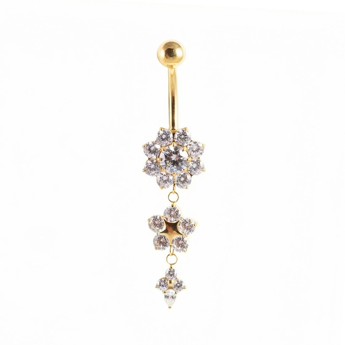 Mirdzošs nabas pīrsings ar kristāliem un drošu skrūvējamu aizdari SANDRA. Antialerģisks, nesūbē, nesatur niķeli