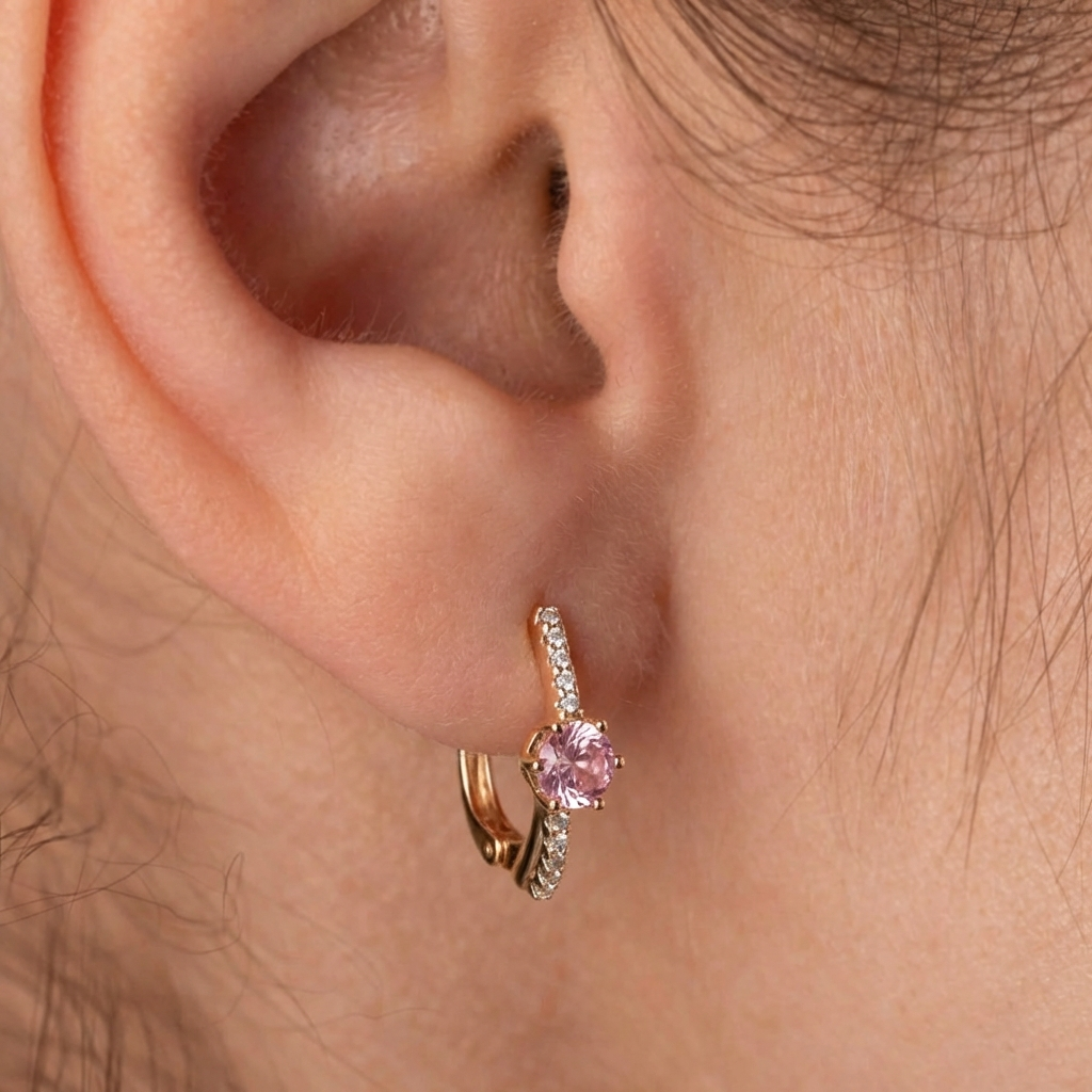 Auskari ar antialerģisku rozā zelta pārklājumu GINNY.