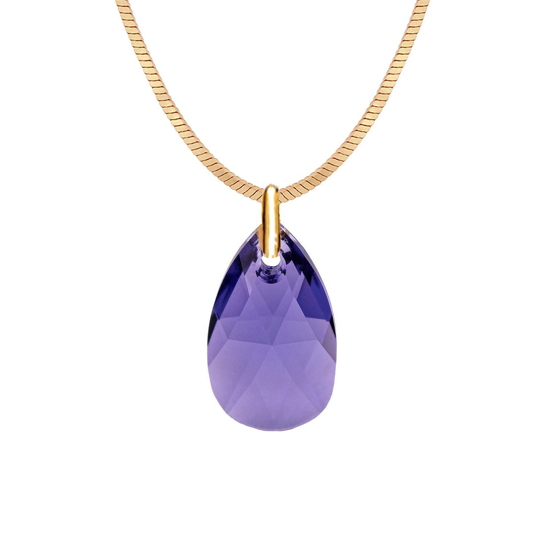 Antialerģiska apzeltīta kaklarota ar sarkanu kristālu lāsītes kulonu