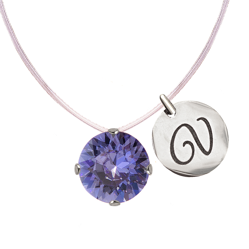 Invisible necklace with personalized letter locket