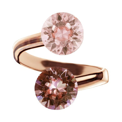 Rosegold  gredzens ar gaiši rozā un violeto kristālu