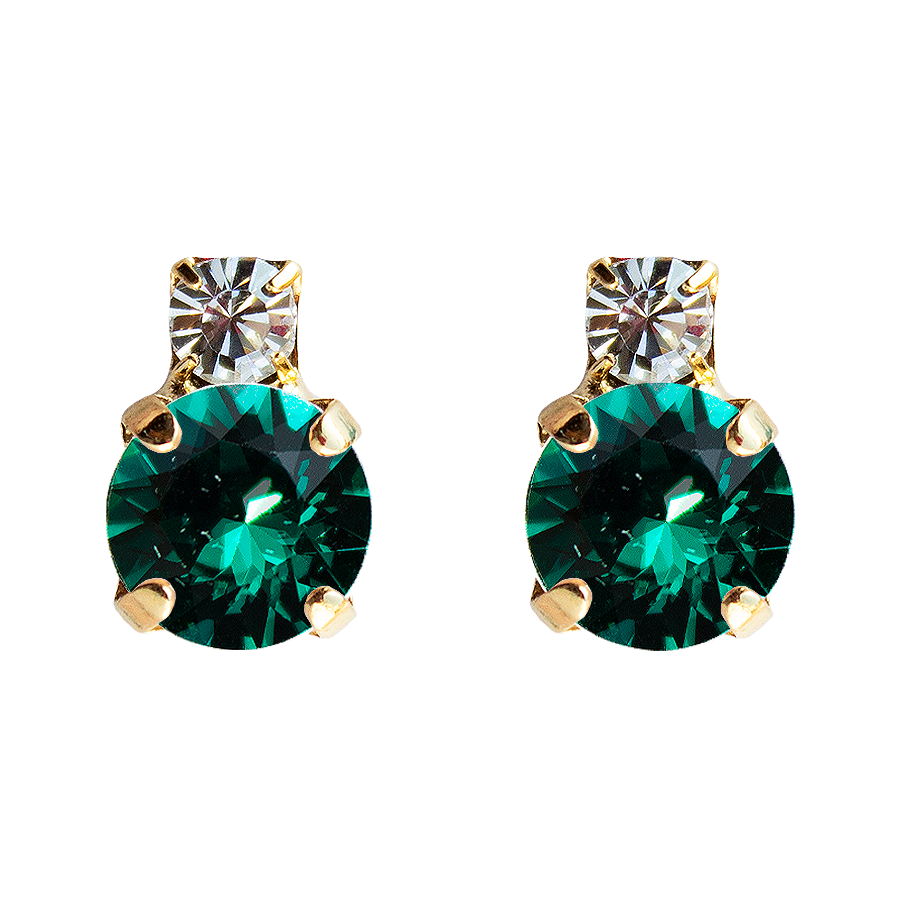 Apzeltīti Swarovski nagliņauskari ar emeralda kristāliem