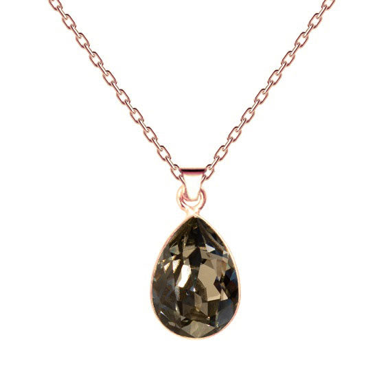 Klasiska Swarovski rosegold lāses kaklarota ar melnā dimanta kristālu