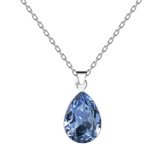 Klasiska Swarovski sudrabotā lāses kaklarota ar gaišā safīra kristālu